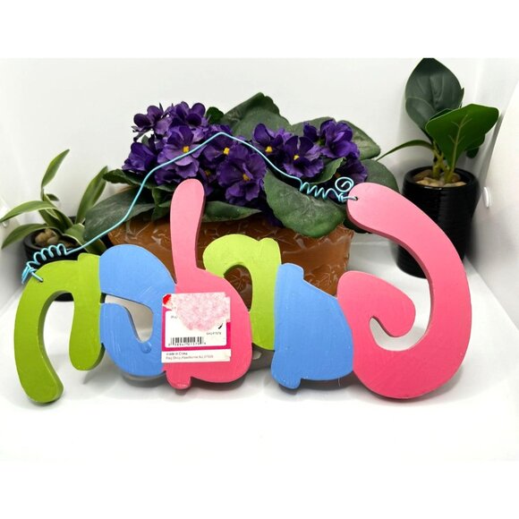 Colorful Wooden Garden Letter Hanging Sign With Flowers & Ladybug Art - Picture 3 of 6